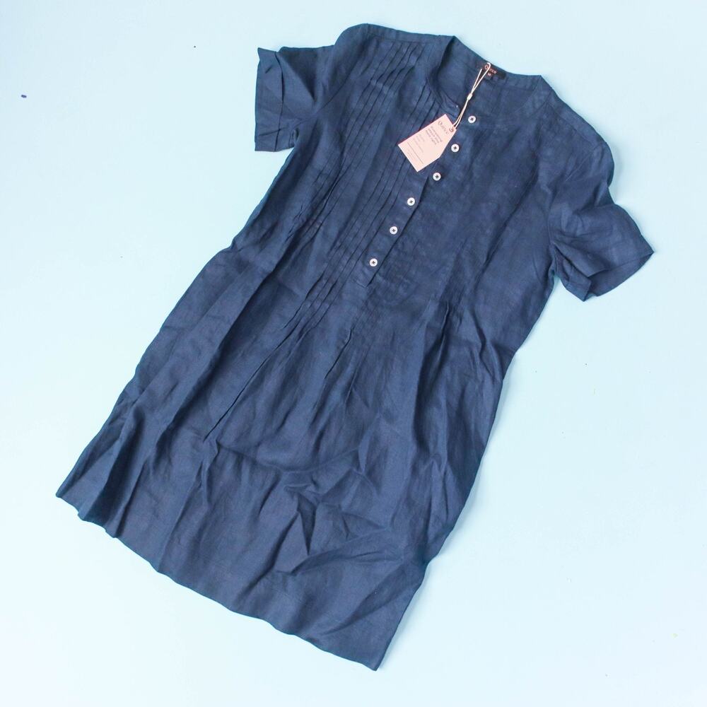 NWT Quince 100% European Linen Dress Womens Medium Short Sleeve Swing Casual - Picture 2 of 8